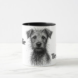 Cute Sketched Terrier. I Love Terriers Personalise Mug