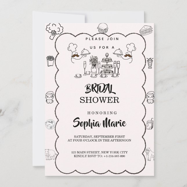 Cute Sketchy Bridal Shower Invitation (Front)