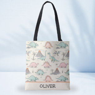 Cute Sketchy Dinosaurs at Jurassic Land Tote Bag