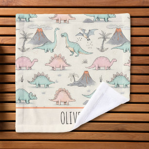Cute Sketchy Dinosaurs at Jurassic Land Wash Cloth