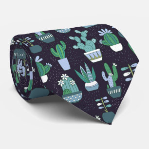 Cute sketchy illustration of cactus pattern tie