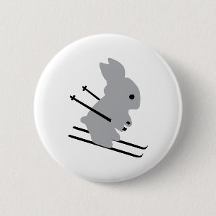 cute ski bunny snow skiing 6 cm round badge