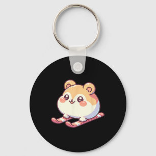 Cute Ski Hamster Kawaii Chubby Winter Alpine Slope Key Ring