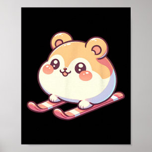 Cute Ski Hamster Kawaii Chubby Winter Alpine Slope Poster