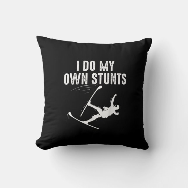 Cute Skiing | Best I Do My Own Stunts Gift Cushion (Front)