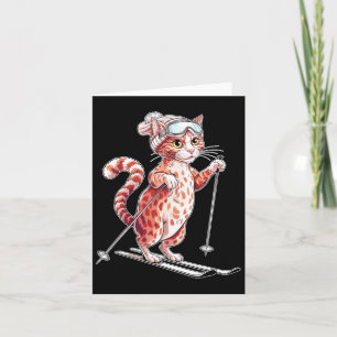 Cute Skiing Cat With Goggles Men Women  Card