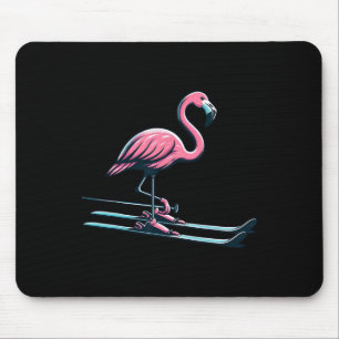 Cute Skiing Flamingo Design Winter Sports Mouse Pad