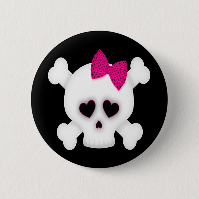 Cute Skull 6 Cm Round Badge (Front)