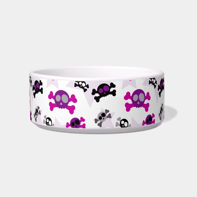 Cute Skull and Crossbones Design Pet Water Food Bowl (Front)