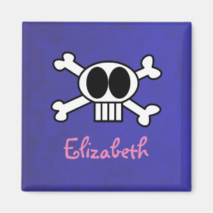 Cute Skull and Crossbones Personalised Magnet