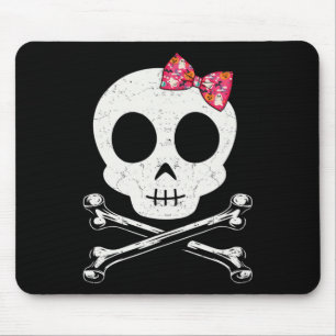 Cute Skull And Crossbones Pink Bow Tie Halloween S Mouse Pad