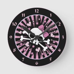 Cute Skull and Crossbones Round Clock