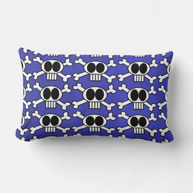 Cute Skull and Crossbones with Big Black Eyes Lumbar Cushion (Front)