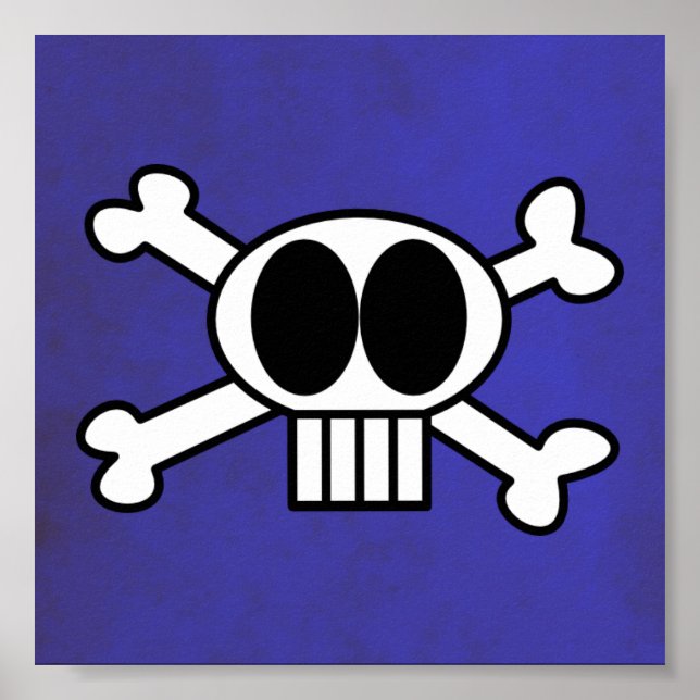 Cute Skull and Crossbones with Big Black Eyes Poster (Front)