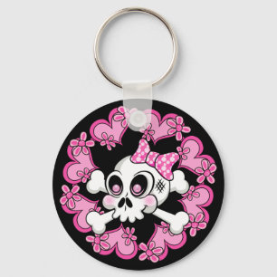 Cute Skull and Hearts Key Ring