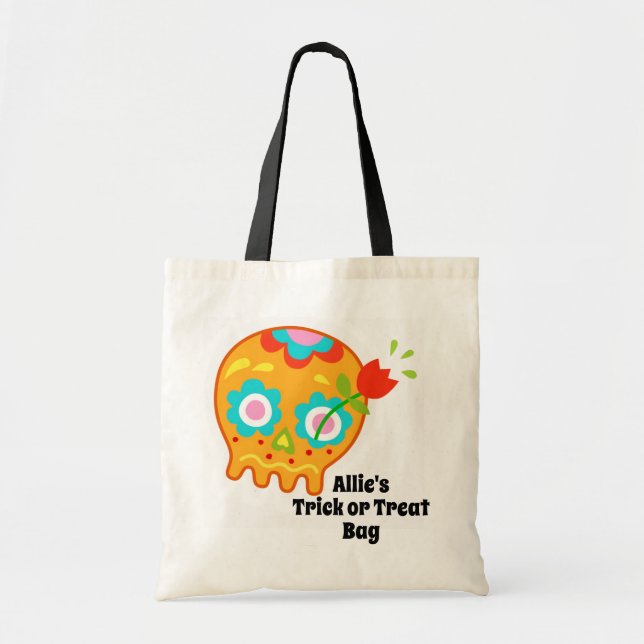 Cute Skull and Tulip Tote Bag (Front)