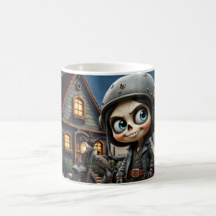 Cute Skull Biker Moonlit Ride Through the Desert Coffee Mug
