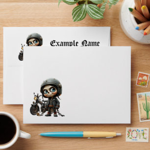 Cute Skull Biker   Moonlit Ride Through the Desert Envelope