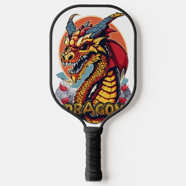 Cute Skull Dragon Mascot Pickleball Paddle (Front)