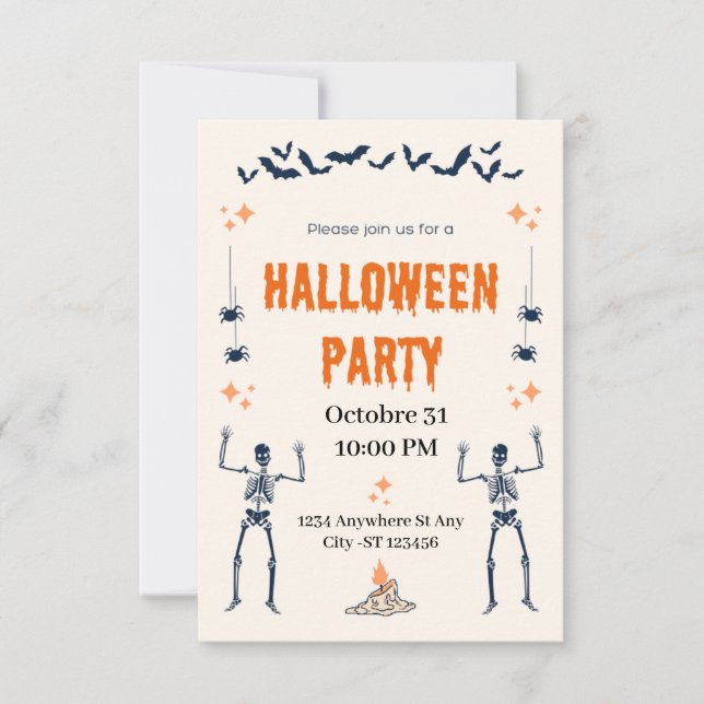 Cute skull Halloween party  Invitation (Front)