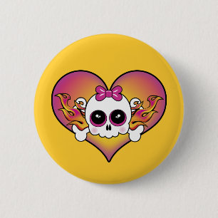 Cute Skull Heart 6 Cm Round Badge
