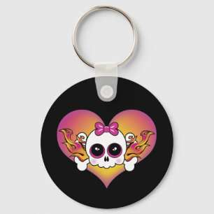 Cute Skull Heart Key Ring