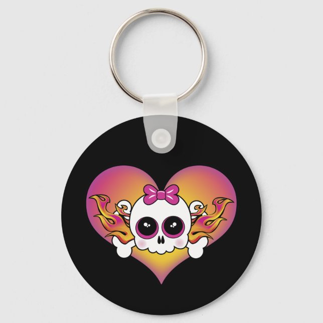 Cute Skull Heart Key Ring (Front)