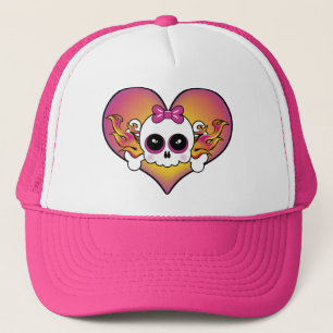 Cute Skull Heart Trucker Hat