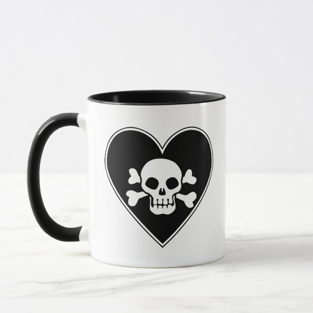 Cute Skull in Heart Mug (Left)
