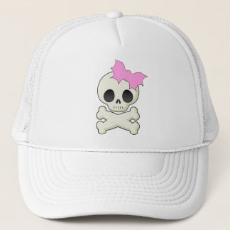 Cute Skull n Crossbones with Bat Bow Trucker Hat