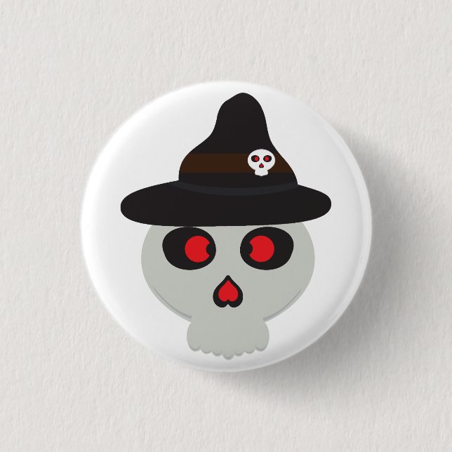 cute skull witch cartoon 3 cm round badge (Front)