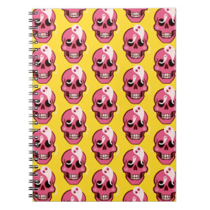 Cute Skull With Ghosts In Eye Sockets Pattern Notebook