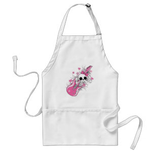 Cute Skull with Pink Guitar Standard Apron