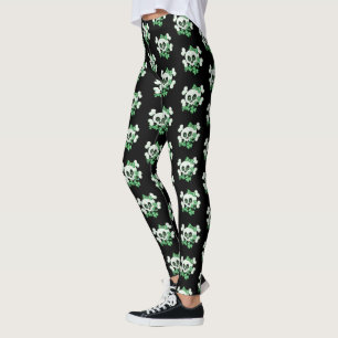 Cute  Skull with Shamrocks Leggings