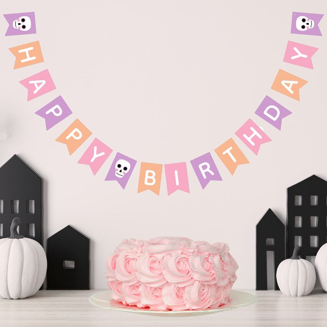 Cute Skulls Pastel Halloween Happy Birthday Bunting (Creator Uploaded)