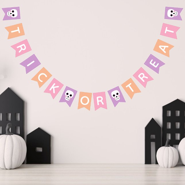 Cute Skulls Pastel Halloween Trick or Treat Bunting (Creator Uploaded)
