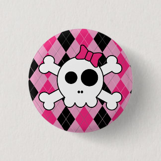 Cute Skully and Argyle 3 Cm Round Badge