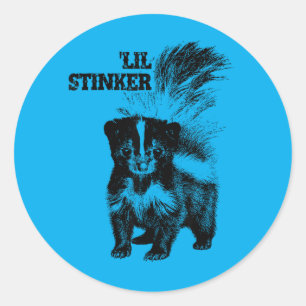 Cute Skunk Baby Outfit Lil Stinker Baby Shower Classic Round Sticker