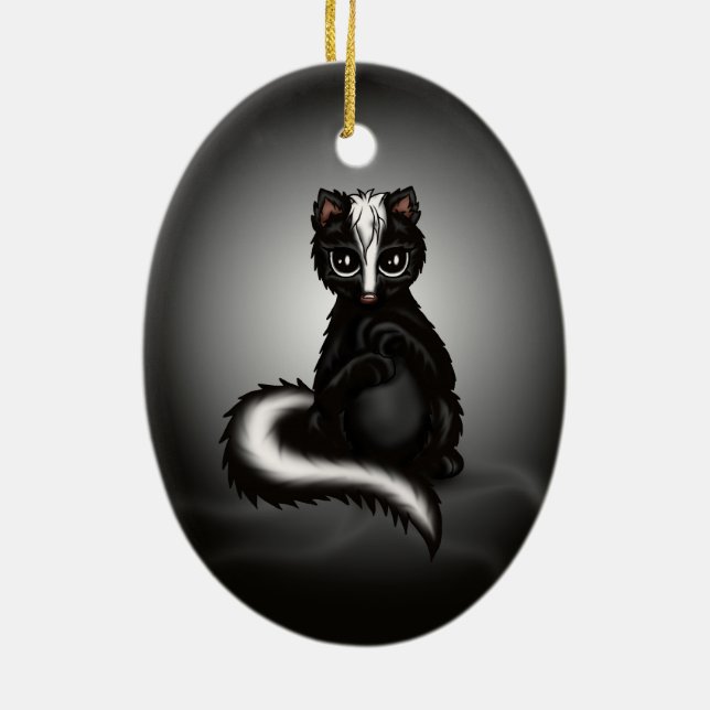 cute Skunk Ceramic Ornament (Back)