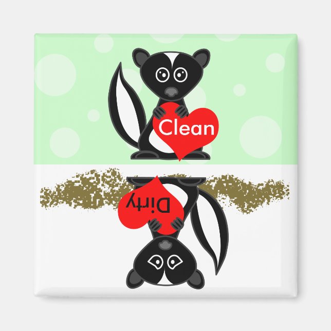 Cute Skunk Clean / Dirty Dishwasher Magnet (Front)