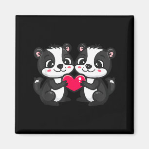 Cute Skunk In Love Couple Heart _ Valentines Day Magnet