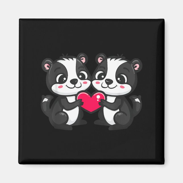 Cute Skunk In Love Couple Heart _ Valentines Day  Magnet (Front)
