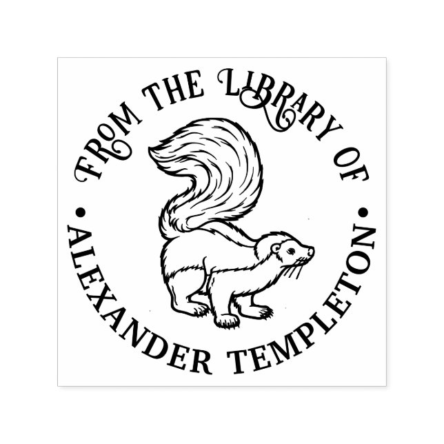 Cute Skunk Outline Library Book Name Self-inking Stamp (Design)