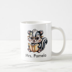 Cute Skunk Reading a Book Custom Coffee Mug