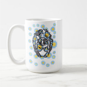Cute Skunk with Blue Flowers Ceramic Coffee Mug