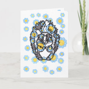 Cute Skunk with Blue Flowers Greeting Card