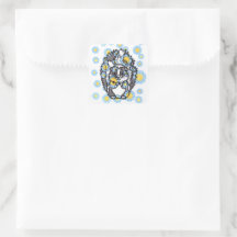 Cute Skunk with Blue Flowers Square Sticker