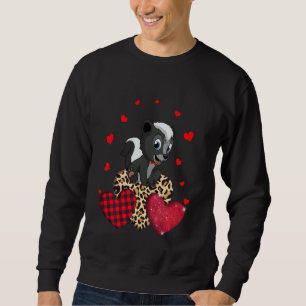 Cute Skunk With Leopard Red Plaid Heart Ideas Sweatshirt