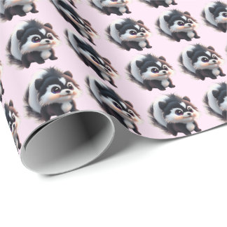 Cute skunk woodland animals forest friends  wrapping paper