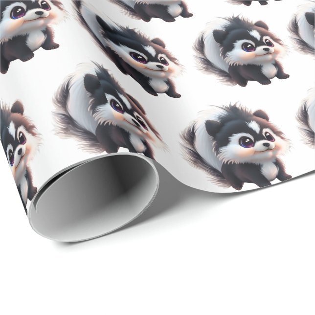Cute skunk woodland animals forest friends  wrapping paper (Roll Corner)